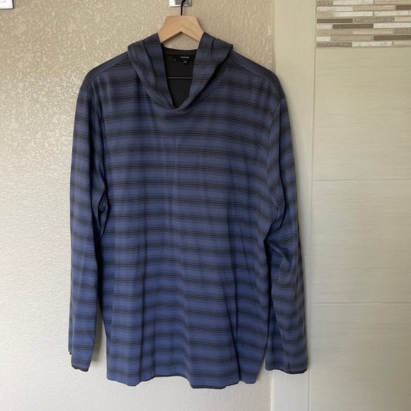 Vince men’s striped hooded double layer pullover